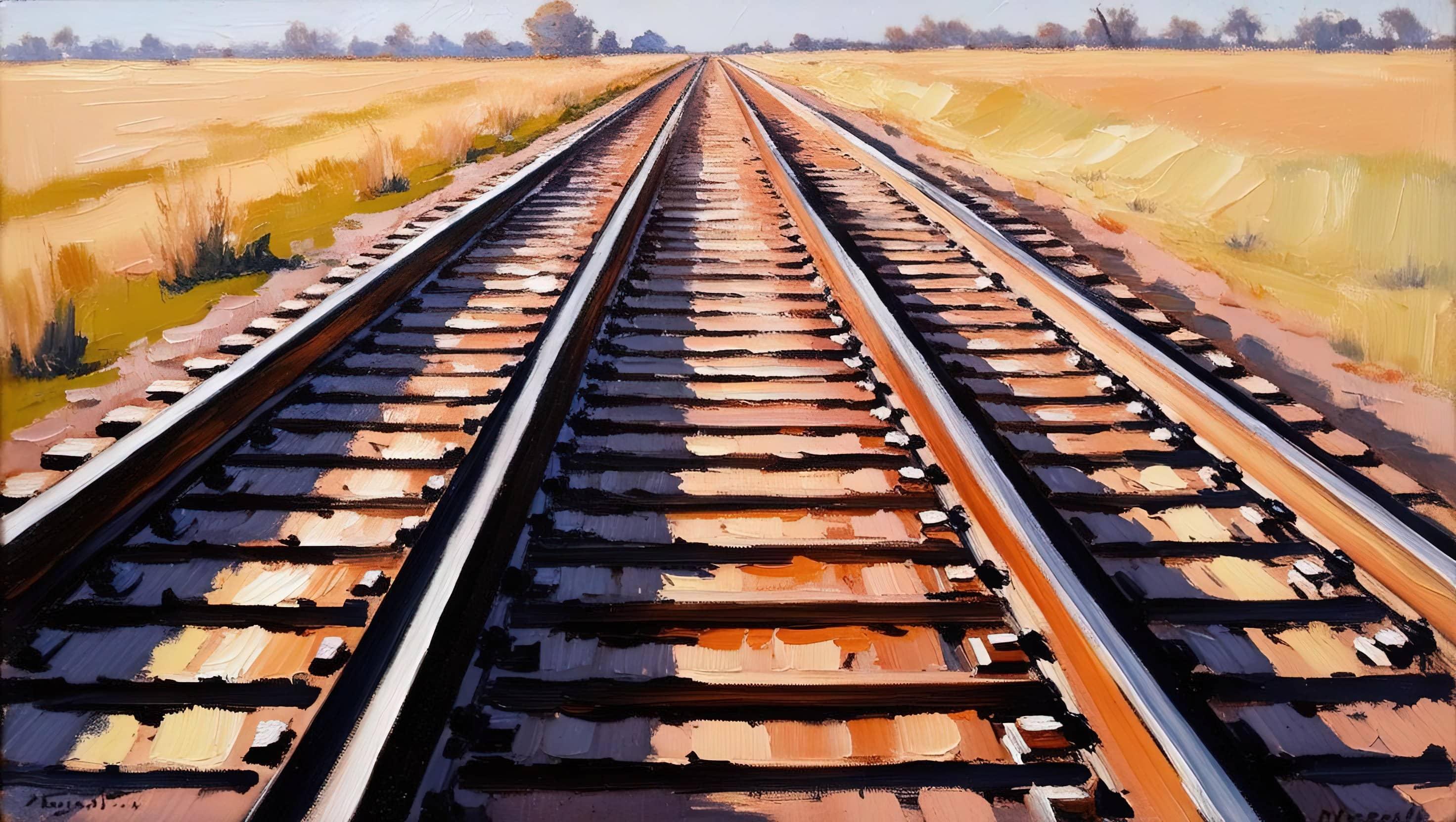 A set of railway tracks leading into the distance