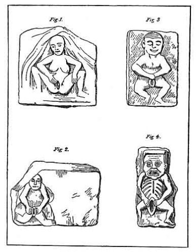 Plates showing 4 illustrations of fertility monuments